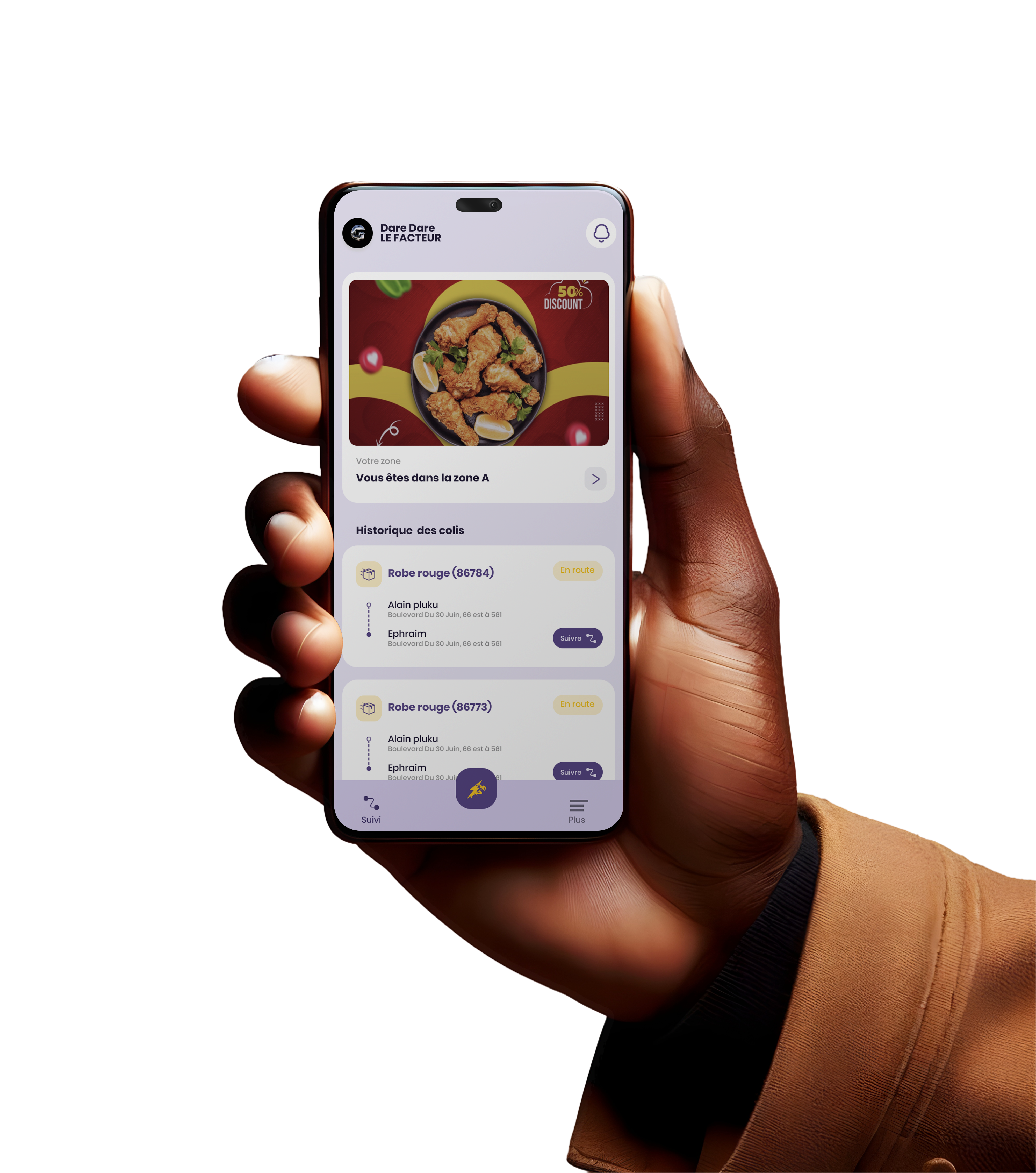 Application mobile Daredare dans une main